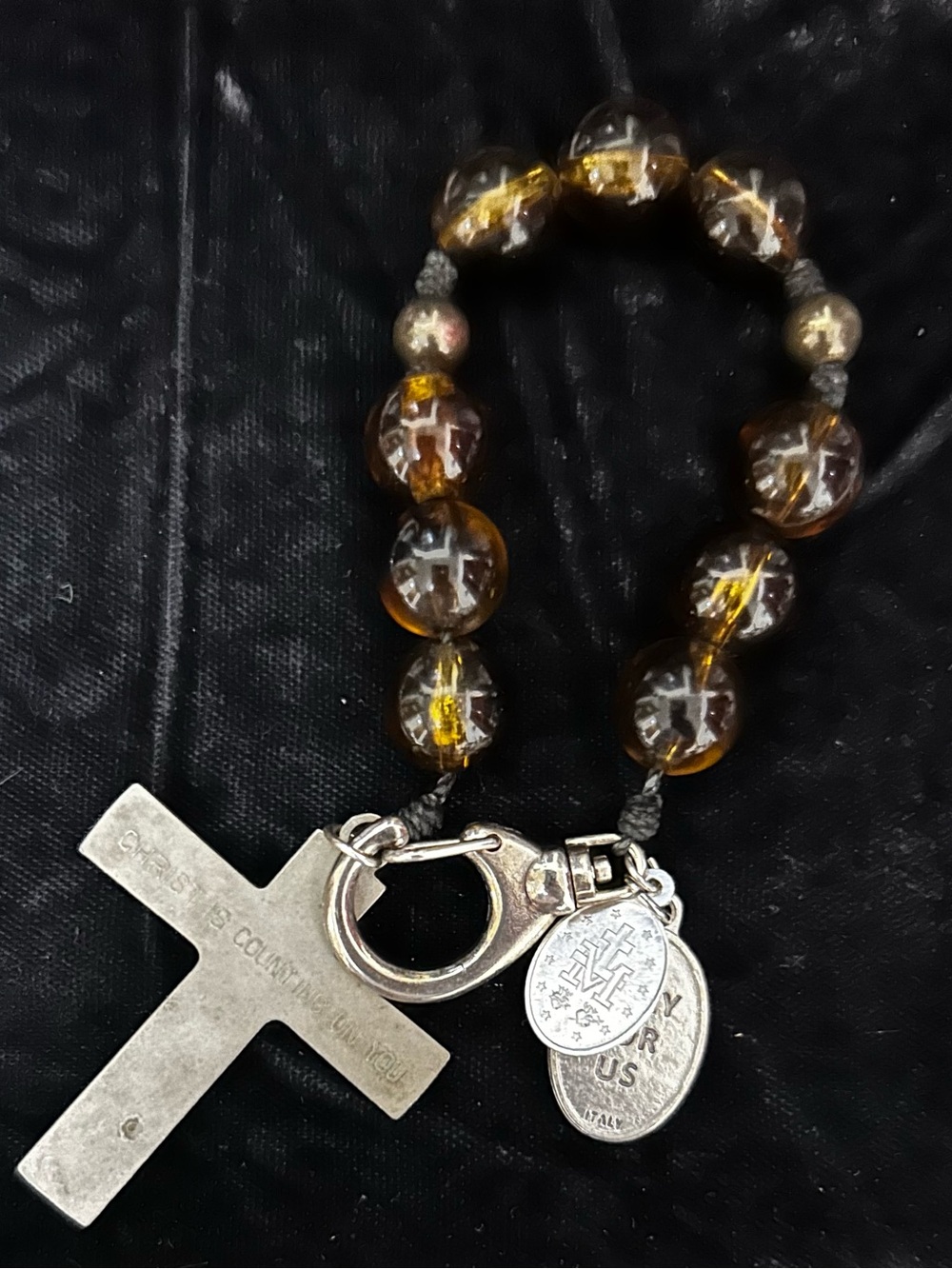 Rosary Bracelet with St Peregrine and St Mary medals - Picture 2 of 2